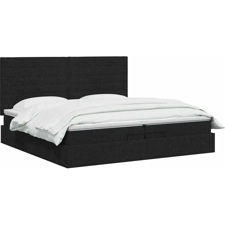vidaXL Ottoman-Bett mit Matratze und LED Schwarz 200 x 200 cm Stoff 3458016 – Bild 3