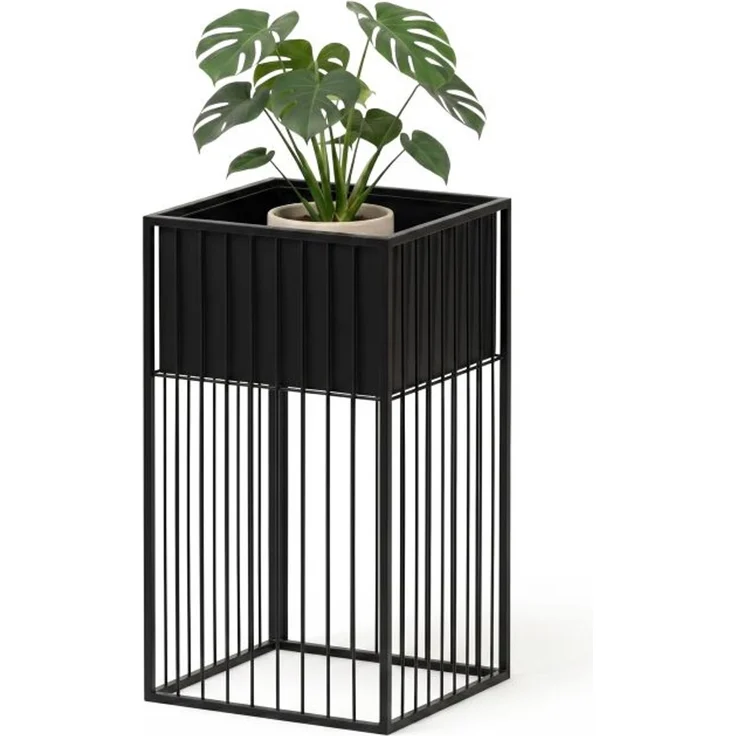 Relaxdays Metall Blumenständer in Schwarz – Bild 1