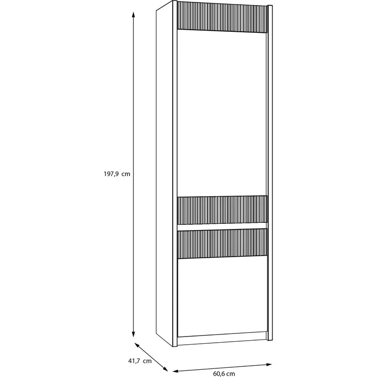 Forte OAK SQUERE Vitrine 60, elegante Wohnzimmervitrine mit 2 Türen, Glasfront und Beleuchtung, Holzwerkstoff, Mauvella Eiche Holzdekor/Sand, 60,6 cm breit x 197,9 cm hoch x 41,5 cm tief – Bild 6