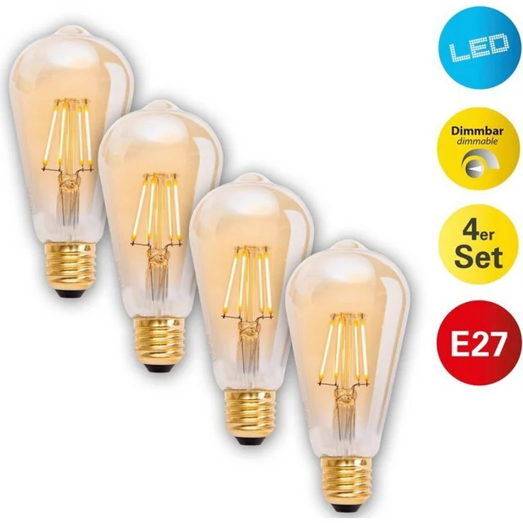 näve LED-Leuchtmittel Dilly, E27, 4 St, Warmweiß, 4er-Set LED Leuchtmittel E27/4W,2000K, 320lm, SKI/IP20 – Bild 4