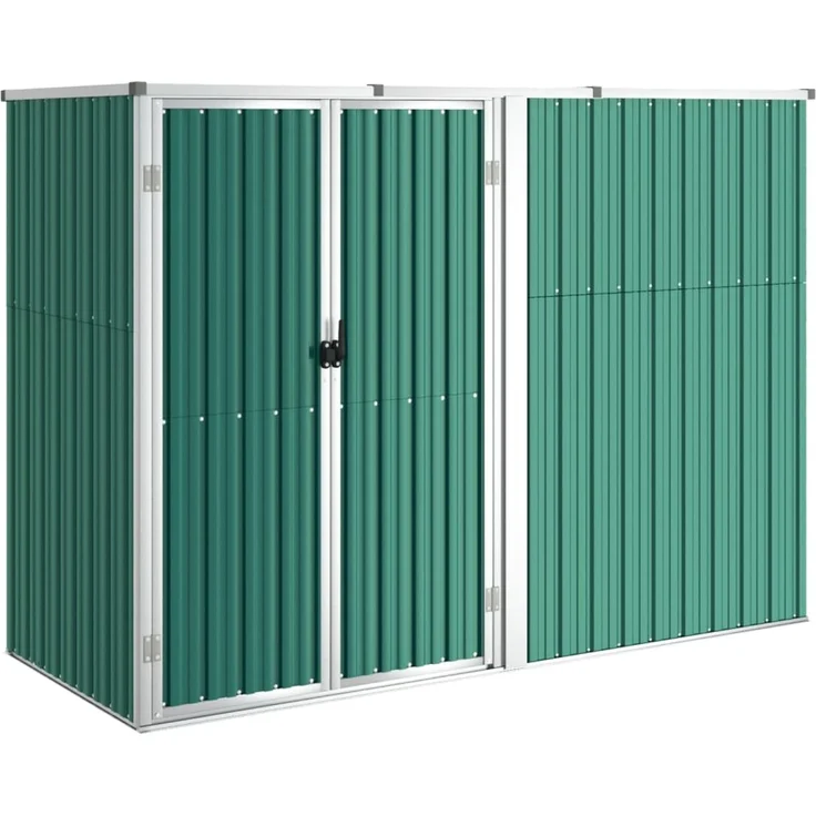 vidaXL Gerätehaus Grün 225x89x161 cm Verzinkter Stahl 316213 – Bild 2