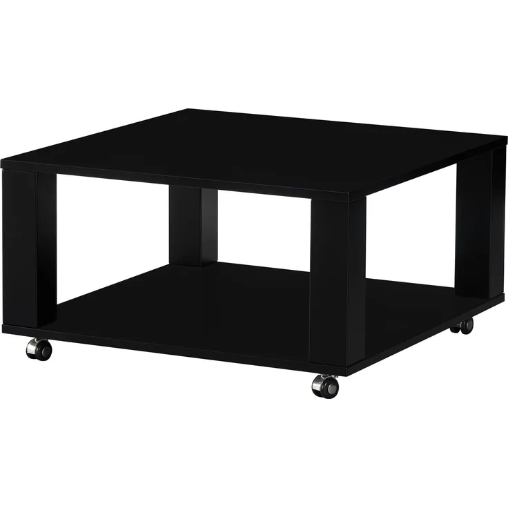 Couchtisch >Romy mobil< 4 Rollen, schwarz, Melamin, MDF - 76x41x76cm (BxHxT)