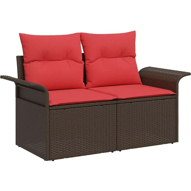 vidaXL Gartensofa-set mit Kissen 6 pcs Braun Poly-Rattan 3345384 – Bild 6
