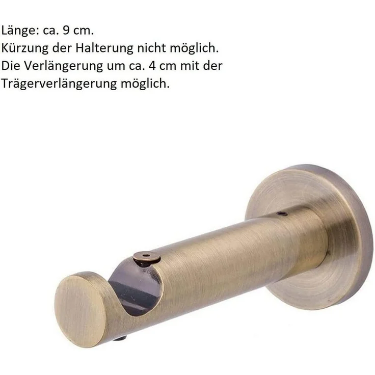 MDEKOR Gardinenstange komplette Ø 16 mm mit Endkappen, kürzbar, Wandmontage, 1-läufig, 120 cm Antik Gold – Bild 3