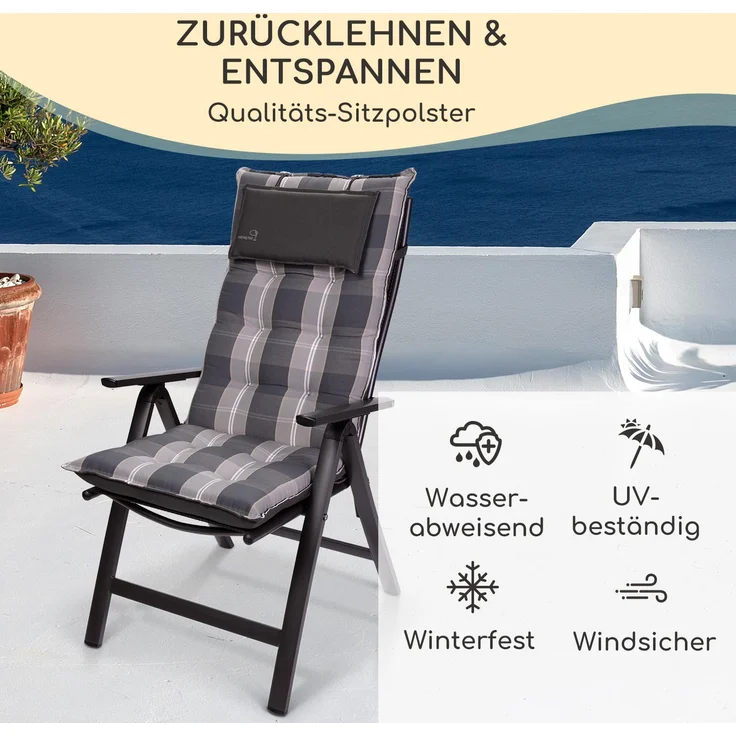Sylt Polsterauflage Sesselauflage Kopfkissen Polyester 50 x 120 x 9 cm Hellgrau / Grau – Bild 2
