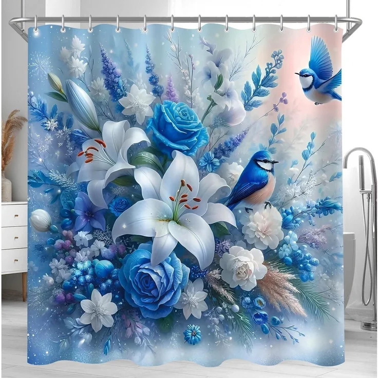 Duschvorhang Waschbar Antischimmel Blauer Vogel 180 x 160 cm – Bild 8