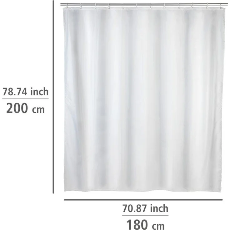 WENKO UNI Duschvorhang 180 x 200 cm, Weiß, waschbar – Bild 2