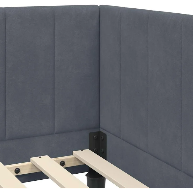 vidaXL Eckbettgestell mit Kopfteil Dunkelgrau 80 cm x 200 cm Samt 42016329 – Bild 7