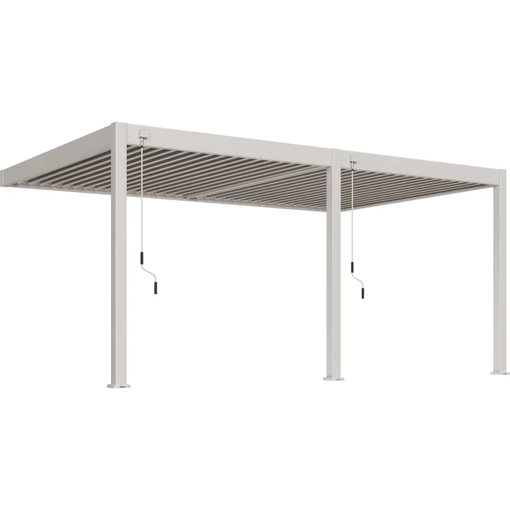 Weide Deluxe Wand-Pergola Voll-Aluminium 3,6x5,3m mit Lamellendach Ivory Sand – Bild 1