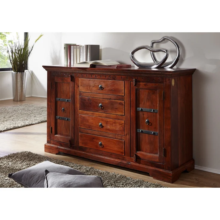 Sideboard Akazie 150x45x89 nougat lackiert OXFORD #513 – Bild 7
