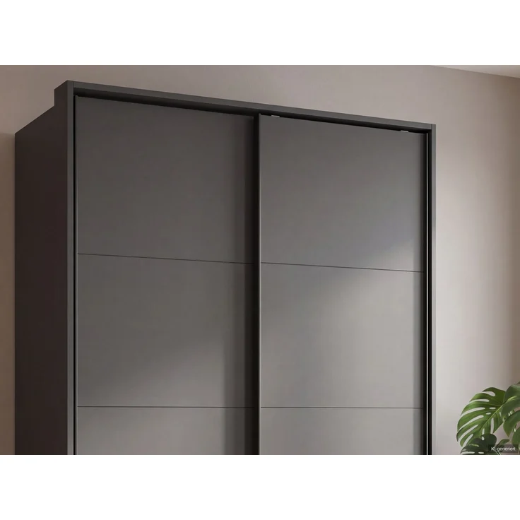 Schwebetürenschrank 2tg Kleiderschrank 138cm Grafit Außenschubladen Passepartout – Bild 5