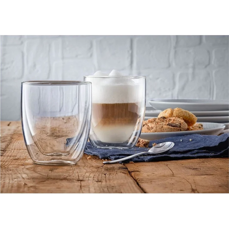 WMF Kult doppelwandige Cappuccino Gläser Set 6-teilig, doppelwandige Gläser 250ml, Schwebeeffekt, Thermogläser, hitzebeständiges Teeglas, Kaffeeglas, Klar – Bild 2
