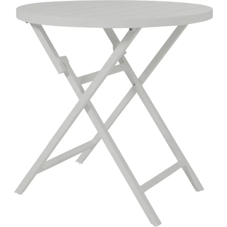 Gartenesstisch Wilkie aus Aluminium, modern klappbar, rund in Hellgrau, Ø 72 cm