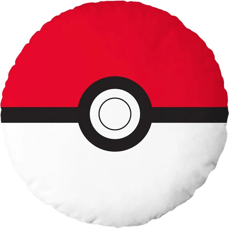 BERONAGE Dekokissen Pokemon Pokéball Konturen-Kissen rund 30x30 cm 100% Polyester, passend zur Bettwäsche, ideal für Sofa, Couch, Bett, Auto, Camping – Bild 1
