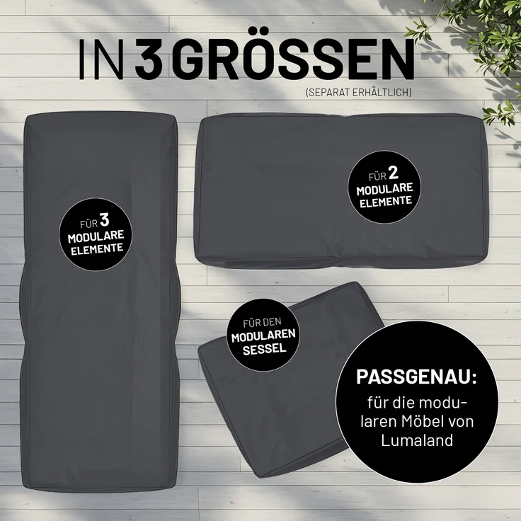 Lumaland Wetterschutzhaube für Sitzsack-Sessel Modular 100 x 76 x 75 grau – Bild 8