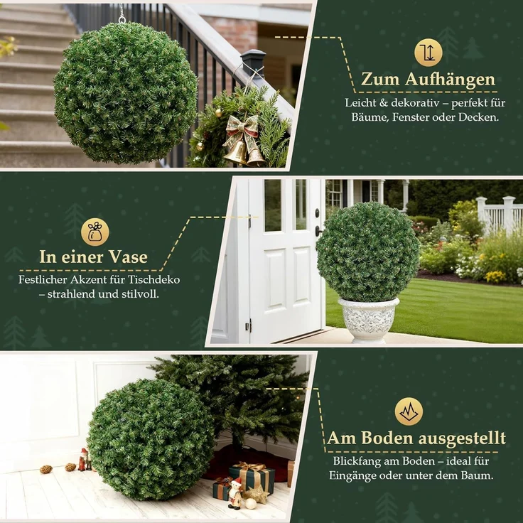SALCAR DIY Weihnachtskugel 40 cm, Grüne PVC Kugel zum Hängen für Weihnachtsdekoration – Perfekt für Eingangsbereich, Esszimmer und Garten – Bild 3