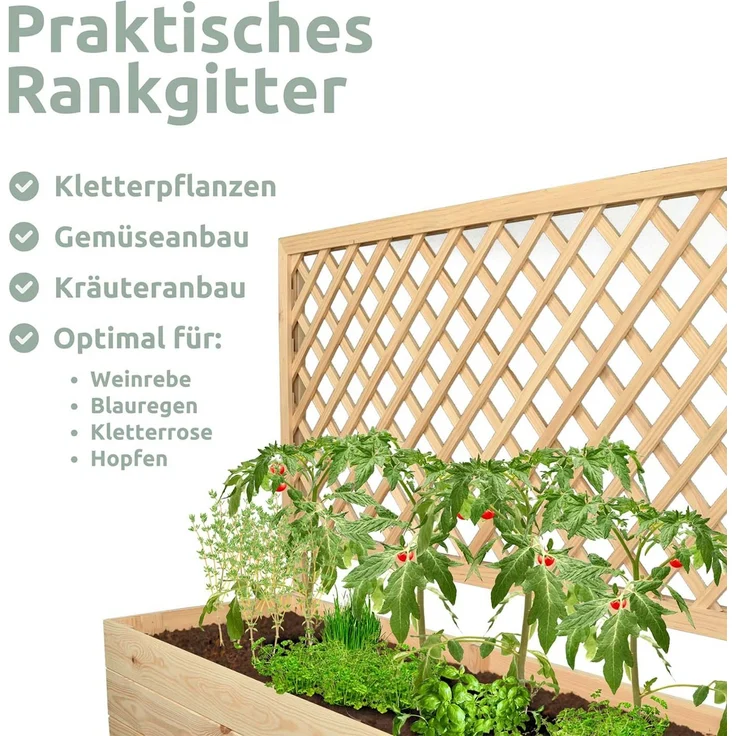 2er Set Pflanzkästen mit Rankgitter - Kiefer - 128 x 44 x 104cm – Bild 6