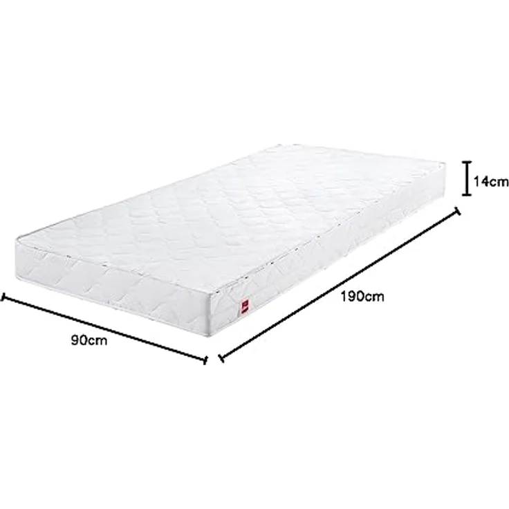 Abeil AB100 Matratze, mittlerer Härtegrad, mit abnehmbarem Bezug, weiß, Polyester, weiß, 90 x 190 cm – Bild 2