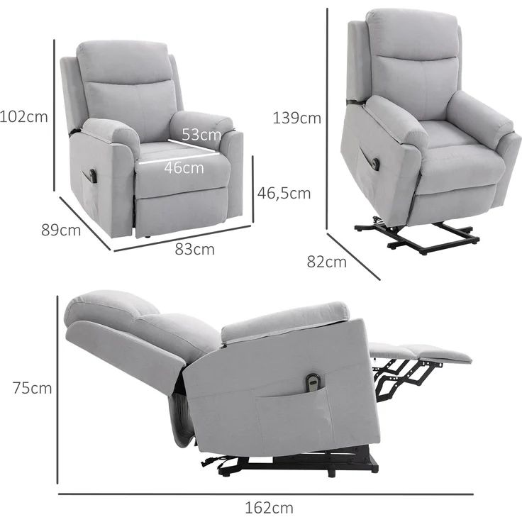 MELAYR, Fernsehsessel mit Aufstehhilfe Elektrisch Relaxsessel mit Liegefunktion, 83 x 89 x 102 cm, Hellgrau – Bild 5