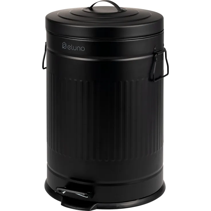 eluno Mülleimer 20 Liter Fassungsvermögen aus schwarzem Metall