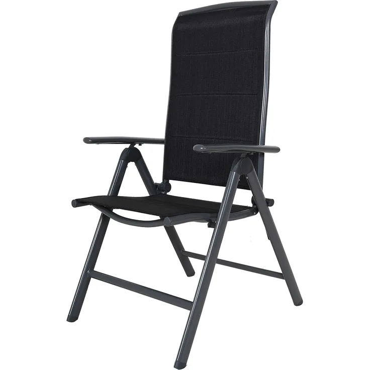 Chicreat Gepolsterter Klappstuhl mit hoher Rückenlehne, Aluminium - Grau/Schwarz