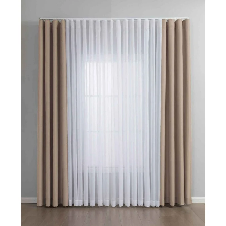 Gardinenbox Vorhang (3 St), Multifunktionsband, blickdicht, Cationic, 2 Vorhänge Leinenoptik, 1 Gardine Voile Batist 2025100-110S1 – Bild 5