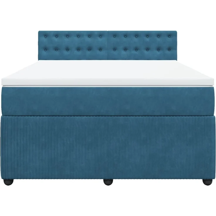 vidaXL Boxspringbett mit Matratze Blau 140x200 cm Samt 3290074 – Bild 6