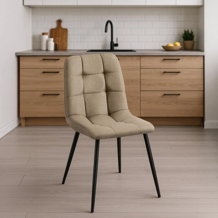 2er Set Esszimmerstuhl FIGAD - Stoff Taupe 45x55x84 cm | Essstühle Esszimmerstühle Küchenstühle Wohnzimmerstühle – Bild 2