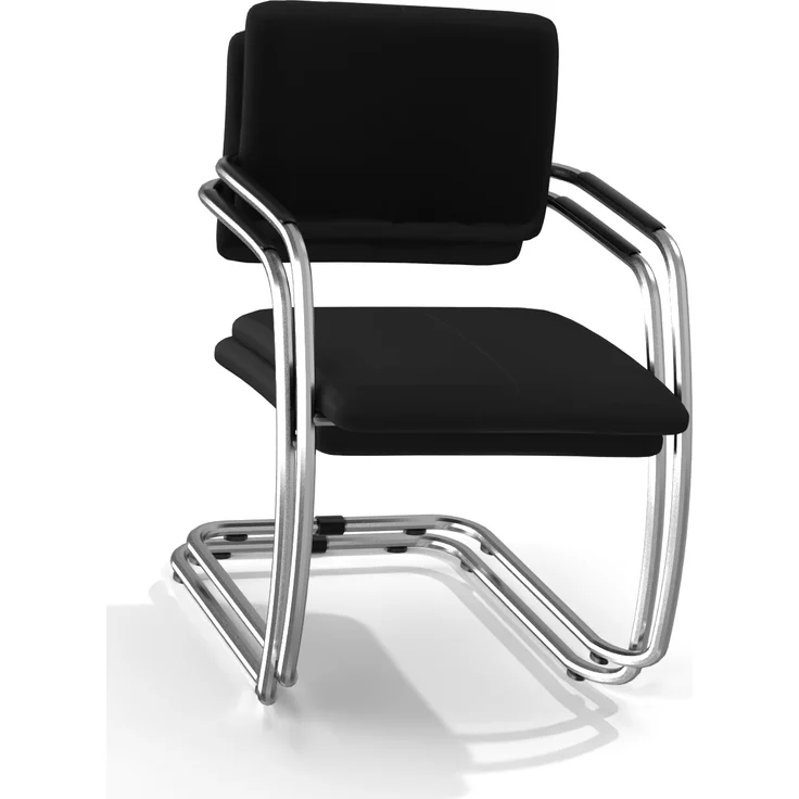 Rheinland Möbel Solido 2er Set Freischwinger Stühle mit Armlehne – verchromtes Rundrohr, bis 120 kg belastbar, stapelbar, GS-geprüft, schwarz – Bild 4