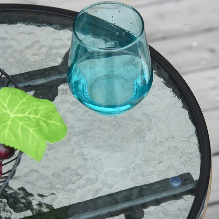Outsunny Gartentisch Beistelltisch Bistrotisch mit Glasplatte rund klappbar Metall Ø45 schwarz – Bild 8
