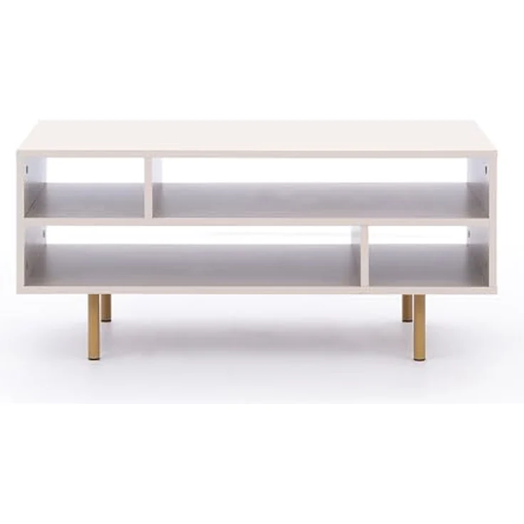 Lomadox Wohnzimmer-Set NADOR-132, (Mega-Spar-Set, 3-St, Couchtisch Lowboard Sideboard), Kaschmir mit goldfarbenen Metallgriffen und -füßen, Front Rillenoptik – Bild 7