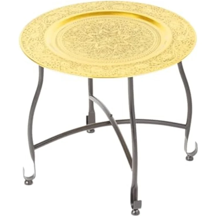 Marrakesch Orient & Mediterran Interior Beistelltisch Orientalischer Tisch Beistelltisch Klappbar Sule Gold 40cm (1-St), Handarbeit – Bild 1