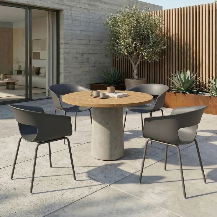 MELAYR, Gartenstühle 4er Set ergonomisch Balkonstühle mit Ausschnittdesign Armlehne, 61 x 51 x 74 cm, Dunkelgrau – Bild 3