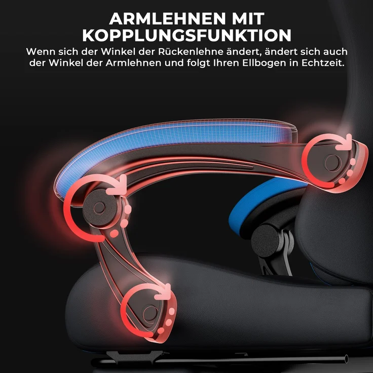 Faumrta Gaming Stuhl Ergonomisch Gaming Chair mit Lendenkissen und Kopfstütze, Gamer Stuhl H?henverstellbar, Pc Stuhl für Erwachsene M?dchen Junge,SchwarzblauPVC58.5cm*63cm*120.5cmBlack+Blue – Bild 8