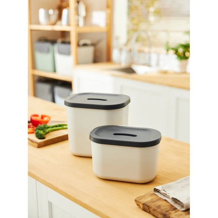 Rotho Komposteimer Jive Bio 3,2 L schwarzweiß Biomüll Abfalleimer – Bild 3