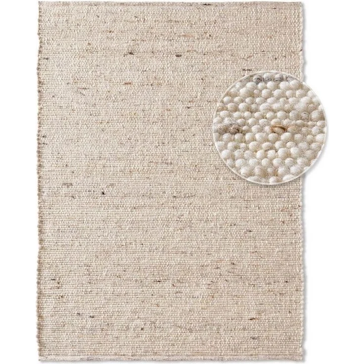 TaraCarpet Wollteppich TaraCarpet Handwebteppich Malmoe, rechteckig, Höhe: 10 mm, Schurwolle Webteppich beige meliert Wohnzimmer Schlafzimmer 070x240 – Bild 1