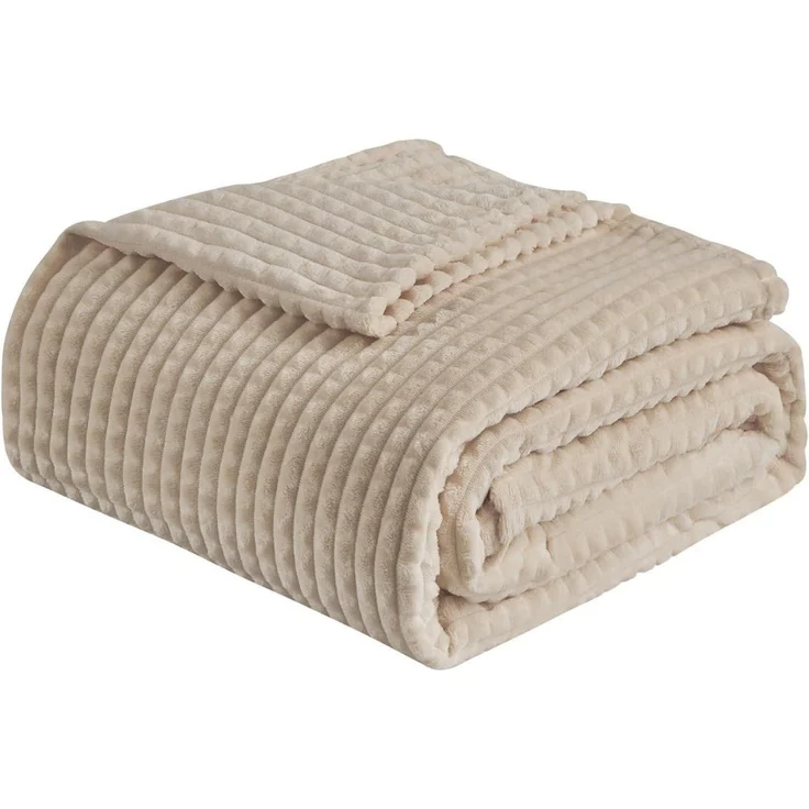 Kuscheldecke Fleecedecke 3D Touch Couchdecke 01-beige 130 x 150cm – Bild 1