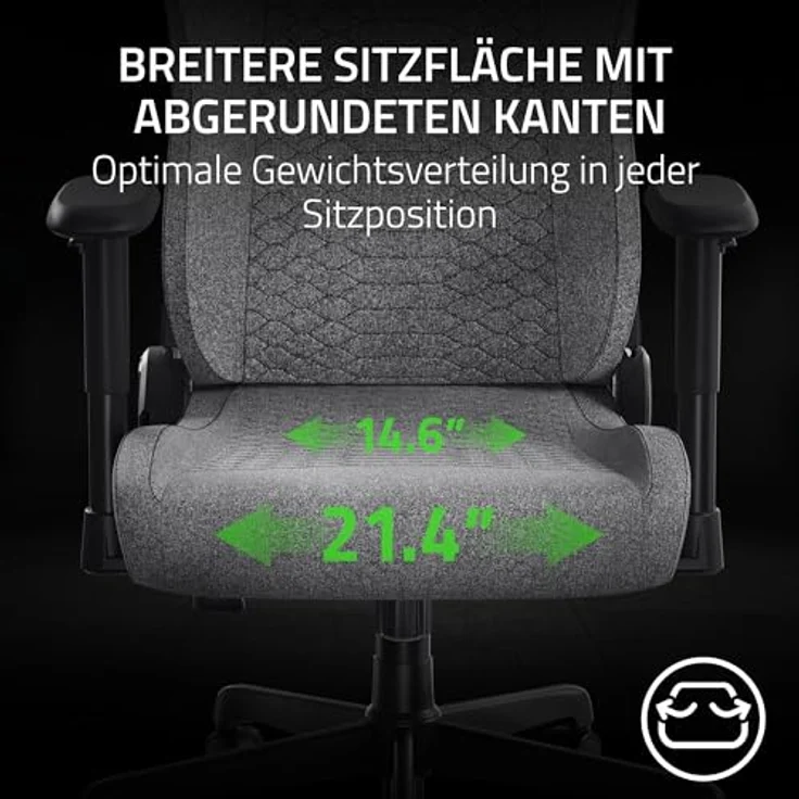 Razer Iskur V2 X Gaming-Stuhl, integrierte Lendenwirbelstütze, 2D-Armlehnen, Grau – Bild 4