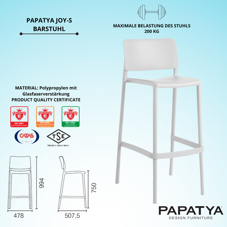 Barstuhl Papatya JOY-BS BAR - 75 weiß – Bild 6