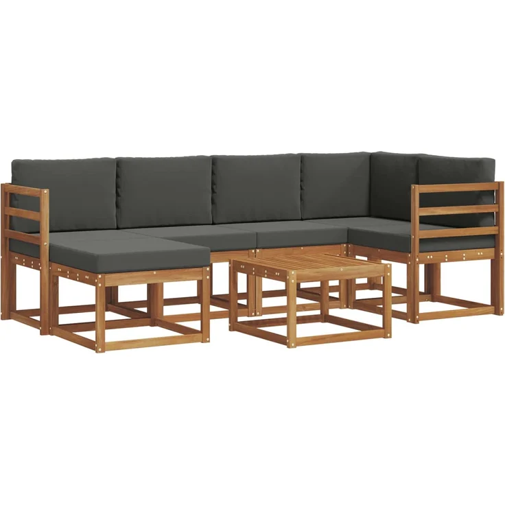 vidaXL Outdoor-Sofagarnitur mit Kissen 7 pcs Natur und Anthrazit 3366660 – Bild 2