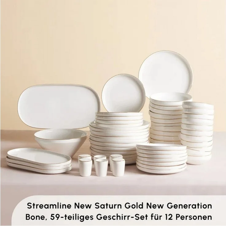 Karaca Geschirr-Set Karaca Streamline Saturn Geschirrset 59-teiliges 12 Personen Gold – Bild 3
