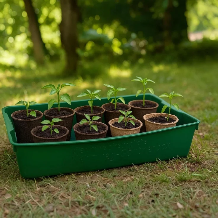 Gärtnerbox Pflanzschale Pikierschale Grün 58x32x11cm Pflanzwanne Blumenkasten Anzuchtwanne eckig Saatschale - robust, wetterfest, frostfest – Bild 2