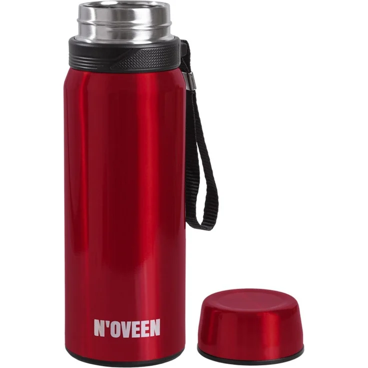 NOVEEN Transparent Edelstahl Thermoskanne | 700 ml, Rot – Bild 3
