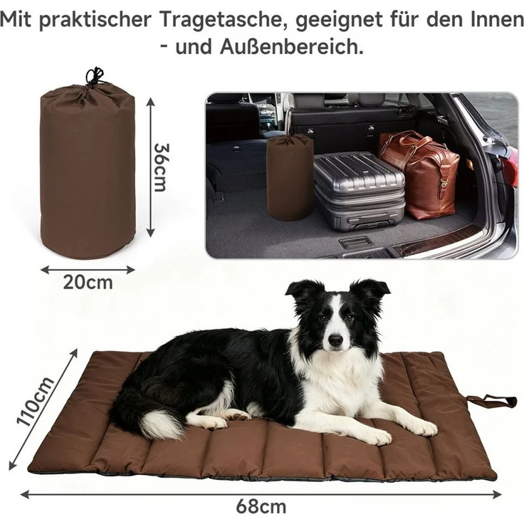 OSTWOLKE Hundematte Wasserdichte Hundematte für Outdoor, Faltbare Hundedecke für Unterwegs, Große Reisedecke für Haustier 110x68 cm – Bild 3