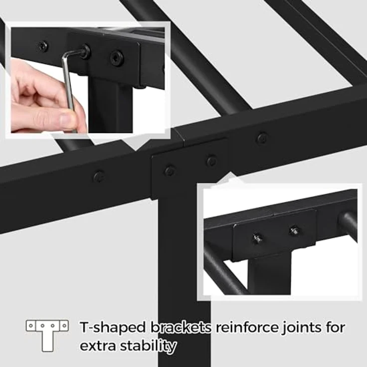 Yaheetech Bettrahmen Metallbett Bettgestell aus Metall, Doppelbett für 140x200 cm Matratze, Gästebett für kleine Räume, Schwarz – Bild 9