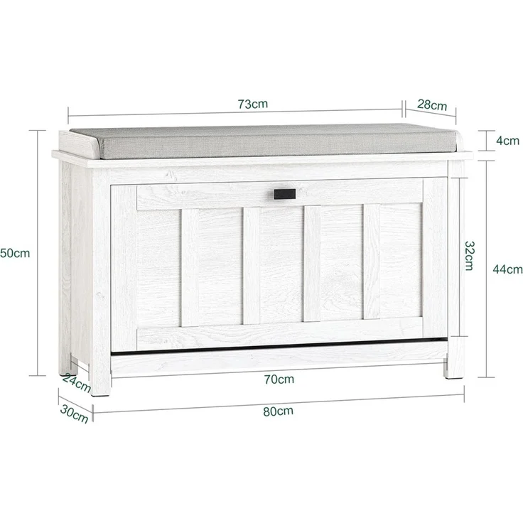 SoBuy FSR161-W Schuhbank, MDF, Melamin, Weiß, 80 x 50 x 30 cm – Bild 3