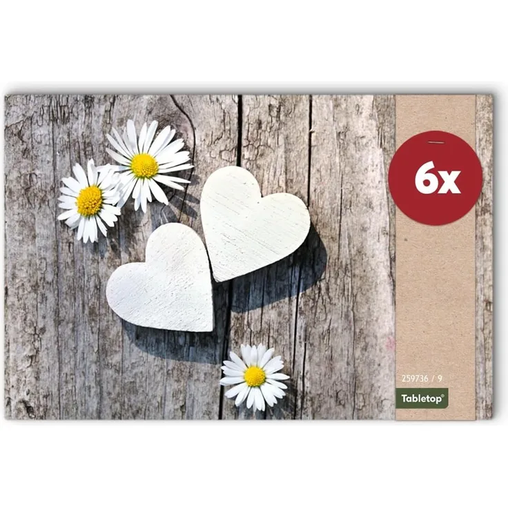 matches21 HOME & HOBBY Platzset Abwaschbare Tischsets 6er Set Landhaus-Stil Blumen & Holz-Optik, (6-St), Platzsets als Tisch-Untersetzer und Tisch-Deko für Esstisch Teller