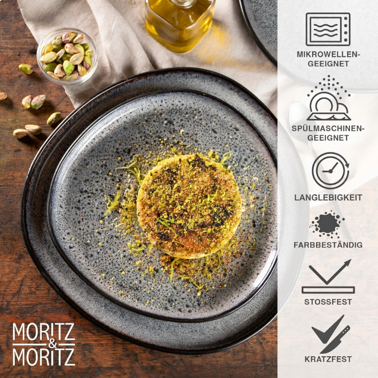 Moritz & Moritz ORGANIC 18 tlg. reaktiv grau Geschirrset – Bild 4