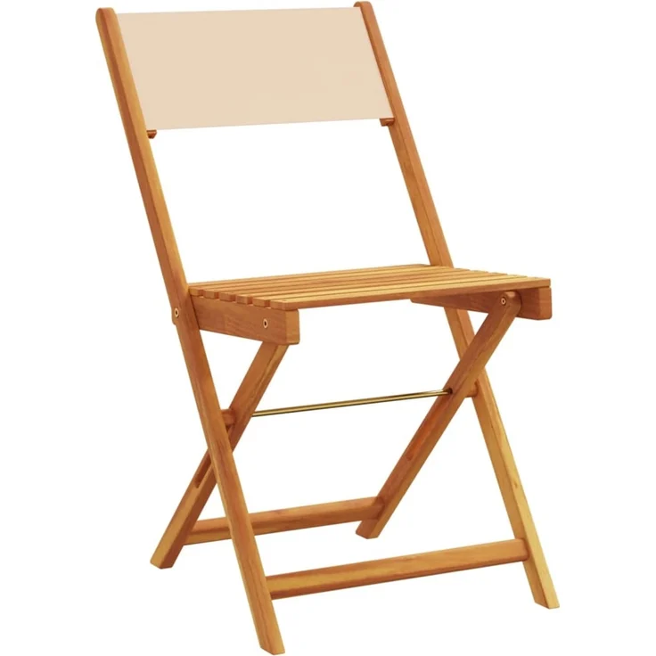 vidaXL Gartenstühle 4 Stk. Klappbar Beige Stoff und Massivholz 3214619 – Bild 2