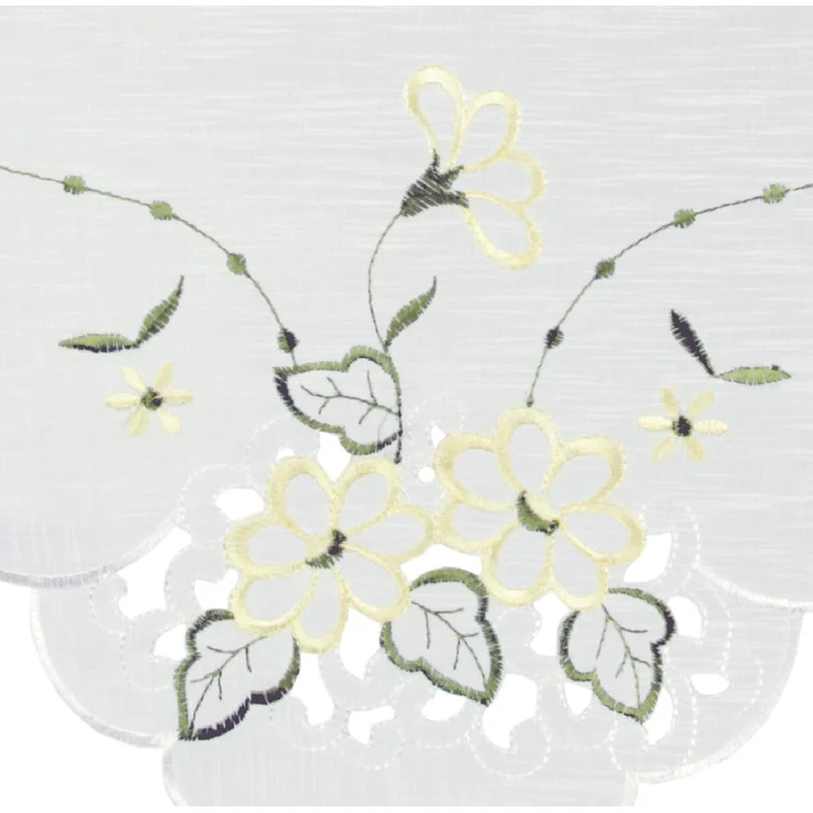 ARSVITA Fenstergardine mit Stickerei, Blumen oder Schmetterlingen bestickte 35x40cm Fensterbild, in vielen verschiedenen Designs verfügbar (Farbe: Gelb - Grün) – Bild 4